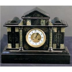 Black Slate & Onyx Mantle Clock  French  c.1890