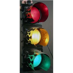 Restored Traffic Light : 3 Lights  W/Flames