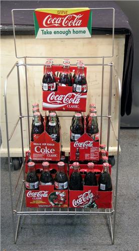 Coca-Cola Rack with 7 - 6 Packs of Coke