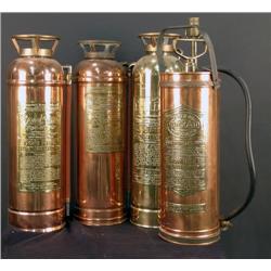 1 lot of 4 Copper and Brass Fire Extinguishers
