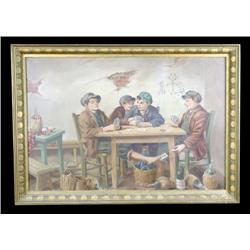 Painting on Canvas "Boys Cheating at Poker" gambling