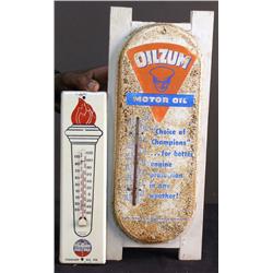 1 lot of 2 Tin Adv Thermometers "Standard" & "Oil