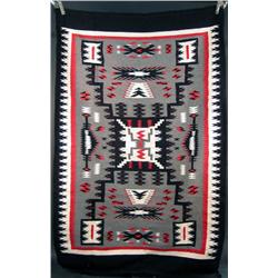 100% Wool  Hand-Woven   1970's Rug    84"x57"