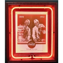 Framed Coca-Cola Ad with Neon Surround