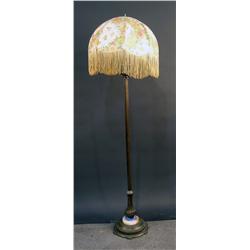 Vintage Floor Lamp with Green Flower Shade