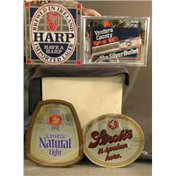 Lot of 4 Glass Beer Advertising Signs