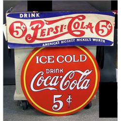  2 Contemporary Signs;   Coca-Cola and Pepsi-Cola