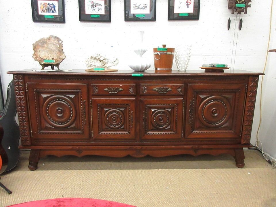 Large 8 Foot Long Solid Wood Sideboard