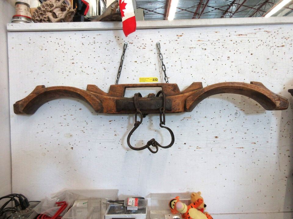 53 Inch Wide Carved Wood Vintage Ox Yoke ca1820
