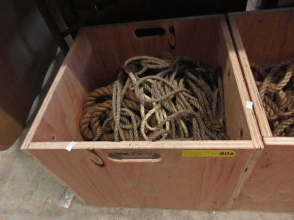Wood Crate of Assorted Rope