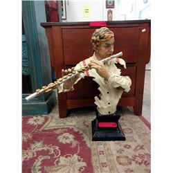 24 Inch Tall  Flute Player  Bust Statue
