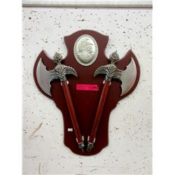 Display Battle Axes on Wall Plaque