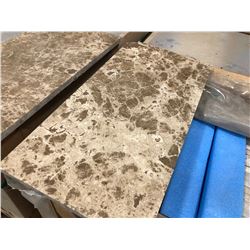 CRATE OF NATURAL MARBLE TILES, 1' X 2', 104 TILES, 208 SQ FT TOTAL