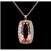 Image 1 : GIA Cert 51.47 ctw Morganite and Diamond Pendant With Chain - 14KT Rose Gold