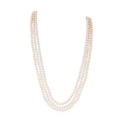 2.90 ctw Pearl and Diamond Necklace - Platinum