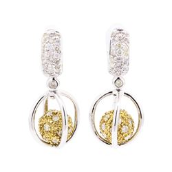 1.90 ctw Diamond Earrings - 18KT White And Yellow Gold