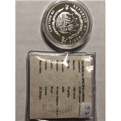 999 Silver Republic of Liberia 20 Dollars Proof Coin in Original Package