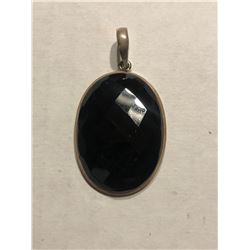 Large Diamond Cut Black ONYX and Sterling Silver Pendant Total Weight is 13.4 Grams Beautiful