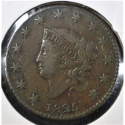 1825 LARGE CENT, XF