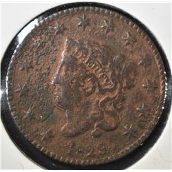 1829 LARGE LETTERS LARGE CENT, VF