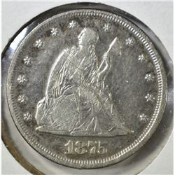 1875 TWENTY CENT PIECE, XF scratches KEY DATE