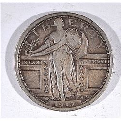 1917-D TYPE 1 STANDING LIBERTY QUARTER, XF+