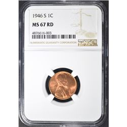 1946-S LINCOLN CENT, NGC MS-67 RED