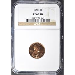 1950 LINCOLN CENT, NGC PF-66 RED