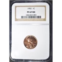 1952 LINCOLN CENT, NGC PF-67 RED
