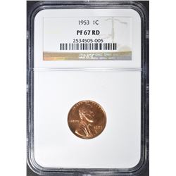 1953 LINCOLN CENT, NGC PF-67 RED