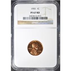 1955 LINCOLN CENT, NGC PF-57 RED