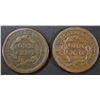 Image 2 : 1844 N-1 FINE, 1845 N-13 XF rim damage LARGE CENTS