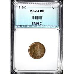 1916-D LINCOLN CENT, EMGC CH/GEM BU RB