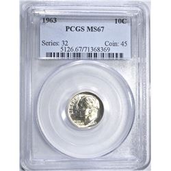1963 ROOSEVELT DIME, PCGS MS-67