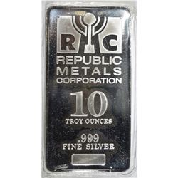 TEN OUNCE .999 SILVER BAR REPUBLIC METALS