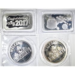 ONE OUNCE .999 SILVER SPECIALTY ROUNDS/BARS, PAST