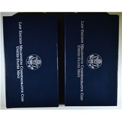 2-2000 LEIF ERICSON MILLENIUM PROOF COMMEM DOLLARS