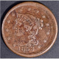 1853 LARGE CENT XF/AU