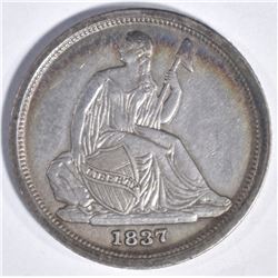 1837 SEATED DIME  FIRST YEAR  AU/BU
