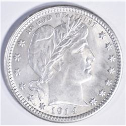 1914 BARBER QUARTER  GEM BU