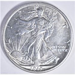 1917-D OBVERSE WALKING LIBERTY HALF DOLLAR, GEM BU