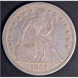 1865 SEATED DOLLAR, AU STRONG STRIKE