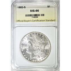 1882-S MORGAN DOLLAR, OBCS SUPERB GEM BU