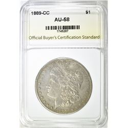 1889-CC MORGAN DOLLAR, OBCS AU/BU RARE!!