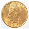 Image 2 : 1907 $10.00 INDIAN GOLD, OBBCS CH/GEM BU