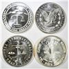 Image 2 : 4-DIFFERENT ONE OUNCE .999 SILVER ROUNDS