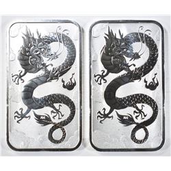 2-2019 PERTH MINT 1oz SILVER RECTANGULAR DRAGONS