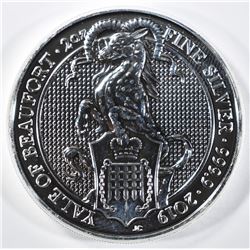2019 QUEENS BEAST YALE OF BEAUFORT 2oz SILVER COIN