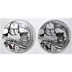 2-2019 NIUE CLONE TROOPER 1oz SILVER $2.00 COINS