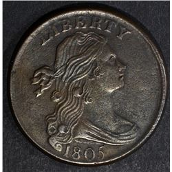 1805 DRAPED BUST LARGE CENT, CH BU mild porosity